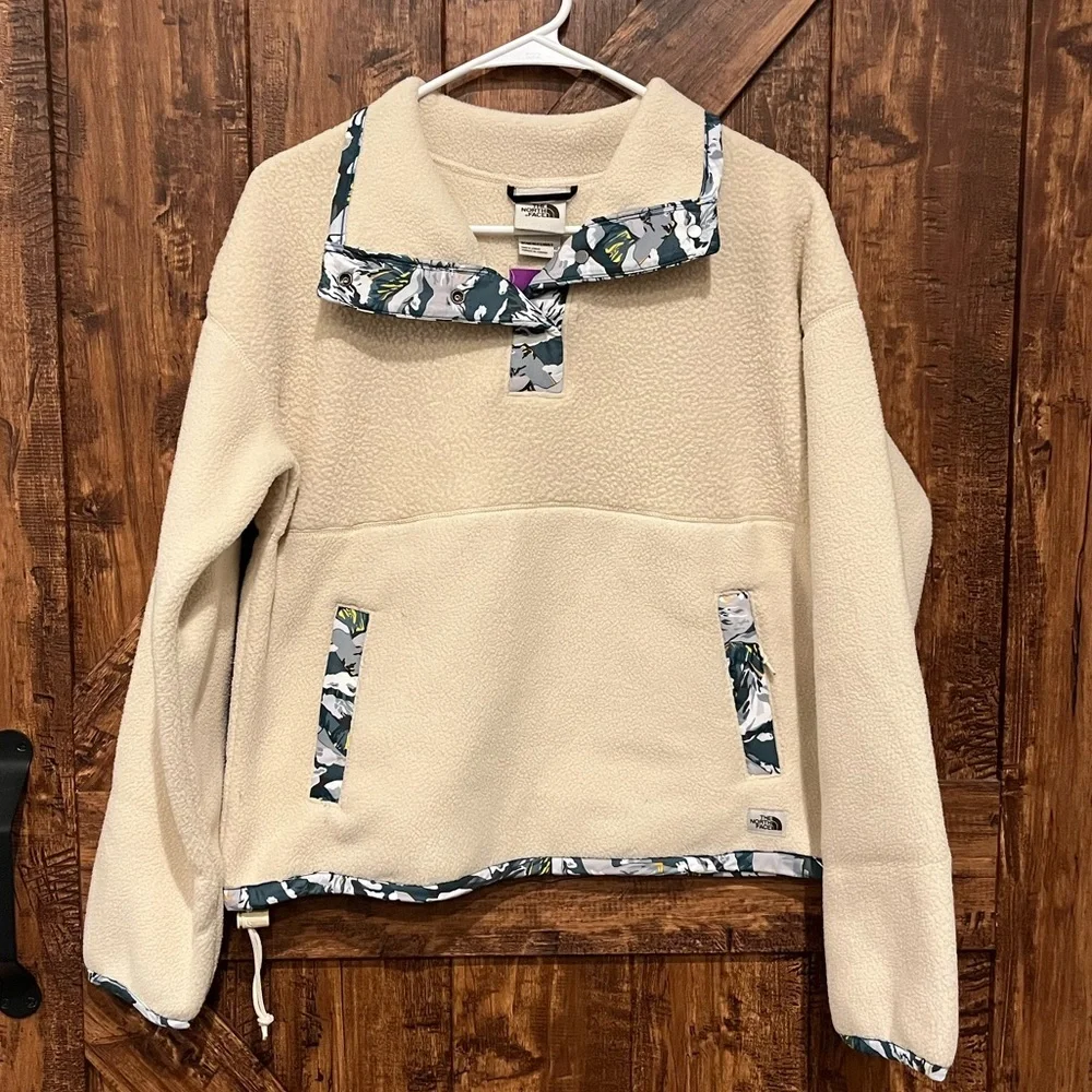 The north‎ face women's liberty cragmont 1/4 zip fleece white & floral jacket XS